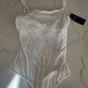 Hollister White Fitted Sleeveless Bodysuit